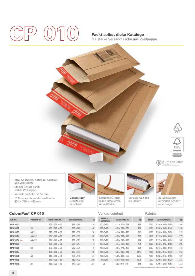 ColomPac®-Versandtasche aus Wellpappe